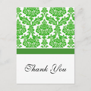 green damask bruiloft bedankt briefkaart