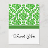 green damask bruiloft bedankt briefkaart (Voorkant)