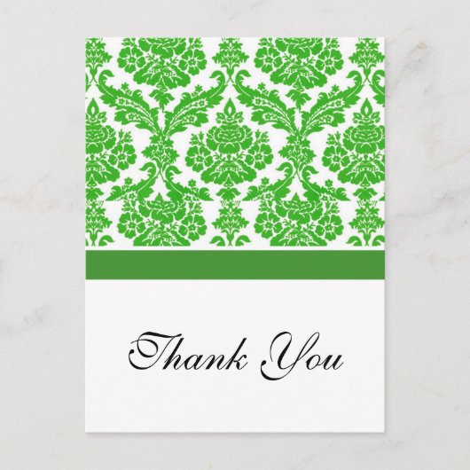 green damask bruiloft bedankt briefkaart (Voorkant)