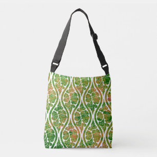 Green Damask Crossbody Tas