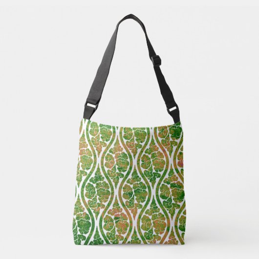 Green Damask Crossbody Tas (Voorkant)