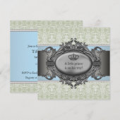Green Damask Crown Little Prince Boy Baby shower Kaart (Voorkant / Achterkant)