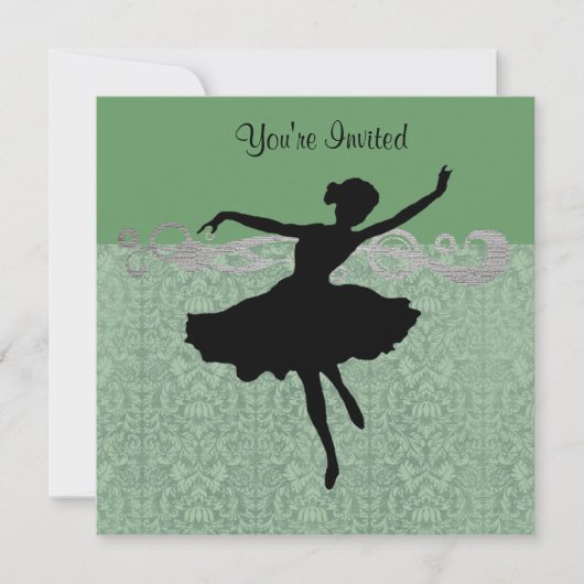 Green  Damask Dance Party Invitation Kaart (Voorkant)