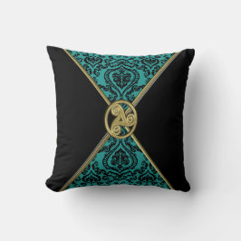 Green Damask en Black met Celtic Knot Pillow Kussen