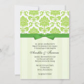 Green Damask en Stripes Wedding Invitation Kaart (Achterkant)