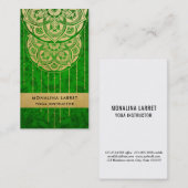 Green Damask Faux Gold Foil Mandala Pattern  Visitekaartje (Voorkant / Achterkant)