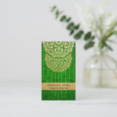 Green Damask Faux Gold Foil Mandala Pattern  Visitekaartje (Staand voorkant)