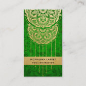 Green Damask Faux Gold Foil Mandala Pattern  Visitekaartje (Voorkant)