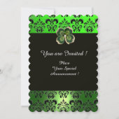 GREEN DAMASK, GOLD SHAMROCK JEWEL MET WITTE PEARLS KAART (Achterkant)