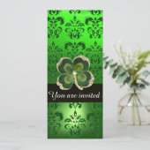 GREEN DAMASK, GOLD SHAMROCK JEWEL MET WITTE PEARLS KAART (Staand voorkant)