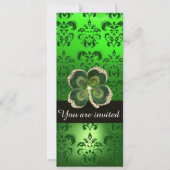GREEN DAMASK, GOLD SHAMROCK JEWEL MET WITTE PEARLS KAART (Voorkant)