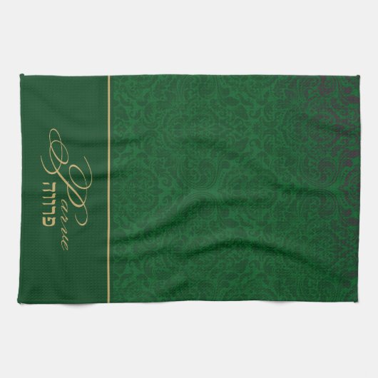 Green Damask Kosher Kitchen Towel Neutral Parve Theedoek (Horizontaal)