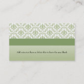 Green Damask Mode Dress Form Visitekaartje (Achterkant)