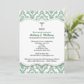 Green Damask Nurse afstuderen pinning nodigt uit Kaart (Staand voorkant)