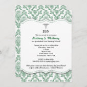 Green Damask Nurse afstuderen pinning nodigt uit Kaart (Voorkant / Achterkant)