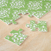 Green Damask Patroon 1 met Monogram Legpuzzel (Zijkant)