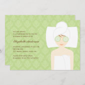 Green Damask Pattern Spa Vrijgezellenfeest Kaart (Voorkant / Achterkant)