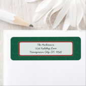 Green Damask Red-kerstterugzendadres Etiket (Insitu)