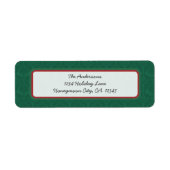 Green Damask Red-kerstterugzendadres Etiket (Voorkant)