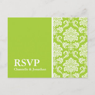 Green Damask RSVP Briefkaart