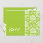 Green Damask RSVP Briefkaart (Voorkant / Achterkant)