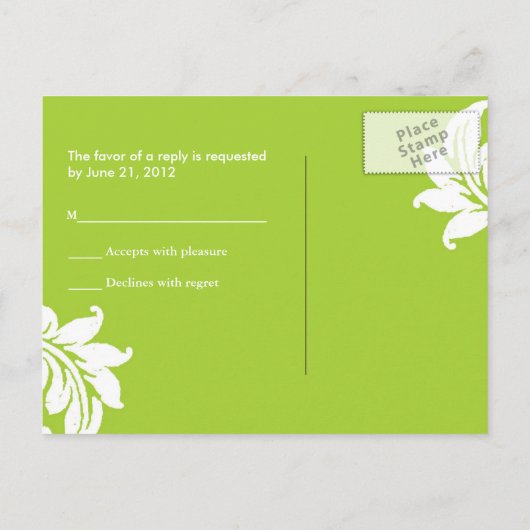 Green Damask RSVP Briefkaart (Achterkant)