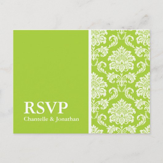 Green Damask RSVP Briefkaart (Voorkant)