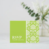Green Damask RSVP Briefkaart (Staand voorkant)