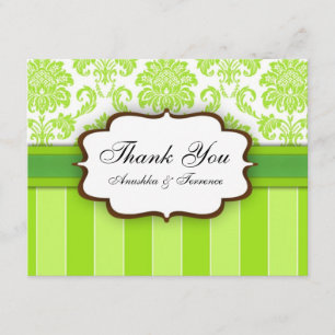 Green Damask Stripe Wedding Bedankt
