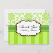 Green Damask Stripe Wedding Bedankt (Voorkant)