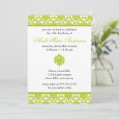 Green Damask Sweet Sixteen Birthday Kaart (Staand voorkant)