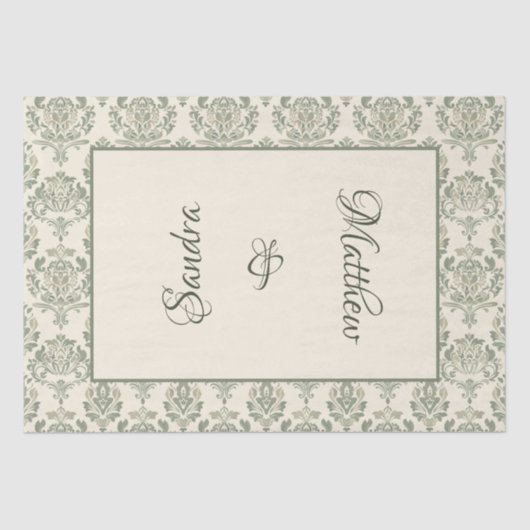 Green Damask Tissuepapier (Voorkant)