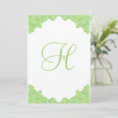 Green Damask Wedding Invitations Kaart (Staand voorkant)