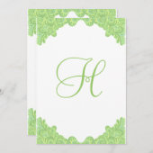 Green Damask Wedding Invitations Kaart (Voorkant / Achterkant)