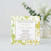 Green Damask Wedding Invitations Kaart (Staand voorkant)