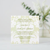 Green Damask Wedding Invitations Kaart (Staand voorkant)