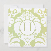 Green Damask Wedding Invitations Kaart (Achterkant)