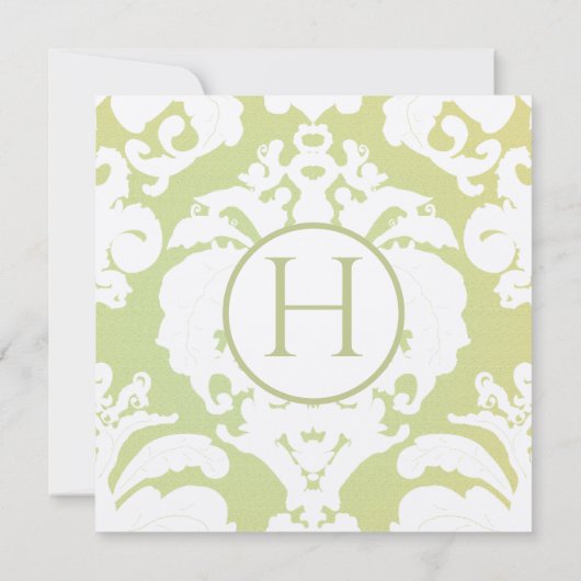 Green Damask Wedding Invitations Kaart (Achterkant)