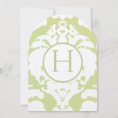 Green Damask Wedding Invitations Kaart (Achterkant)