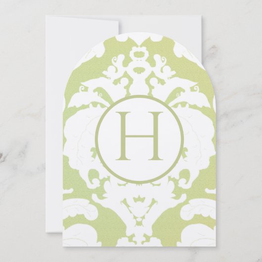 Green Damask Wedding Invitations Kaart (Achterkant)