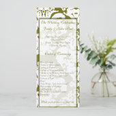 Green Damask Wedding Invitations Kaart (Staand voorkant)