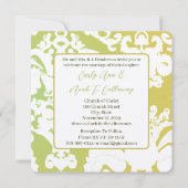 Green Damask Wedding Invitations Kaart (Voorkant)