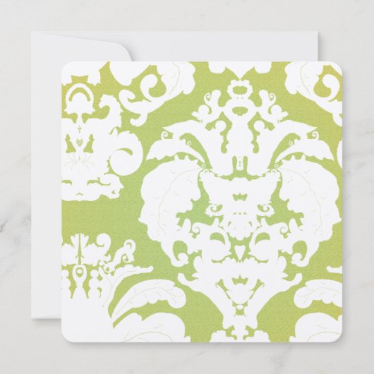 Green Damask Wedding Invitations Kaart (Achterkant)