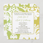 Green Damask Wedding Invitations Kaart (Voorkant / Achterkant)