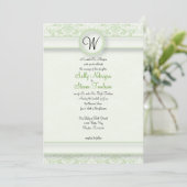 Green Damask Wedding Kaart (Staand voorkant)