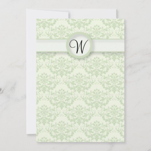 Green Damask Wedding Kaart (Achterkant)
