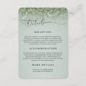 Green Damask Wedding Receptie Details Kaart (Voorkant)