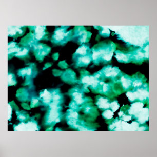Green Dark Tie Dye. Aquamarine Inspiratie Tie Dye Poster