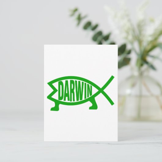 Green Darwin Fish Briefkaart (Staand voorkant)