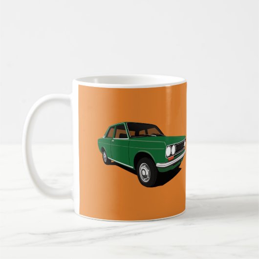 Green Datsun Bluebird 1600 (510), twee beelden Koffiemok (Links)